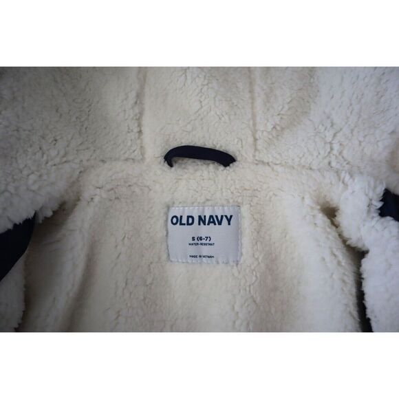 Old Navy 477556 Kid's Sz S (6-7) Blue Sherpa-Lined Hooded Puffer Jacket - Picture 3 of 10